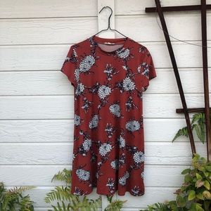 Orange Patterned Floral Dress